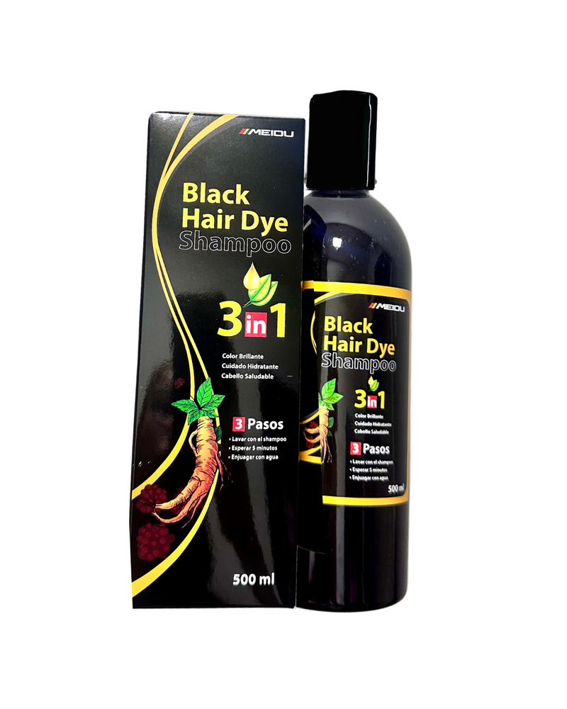 BLACK HAIR DYE SHAMPOO - ORIGINAL CUBRE CANAS 500 ML ¡ENVÍO GRATIS! 💎