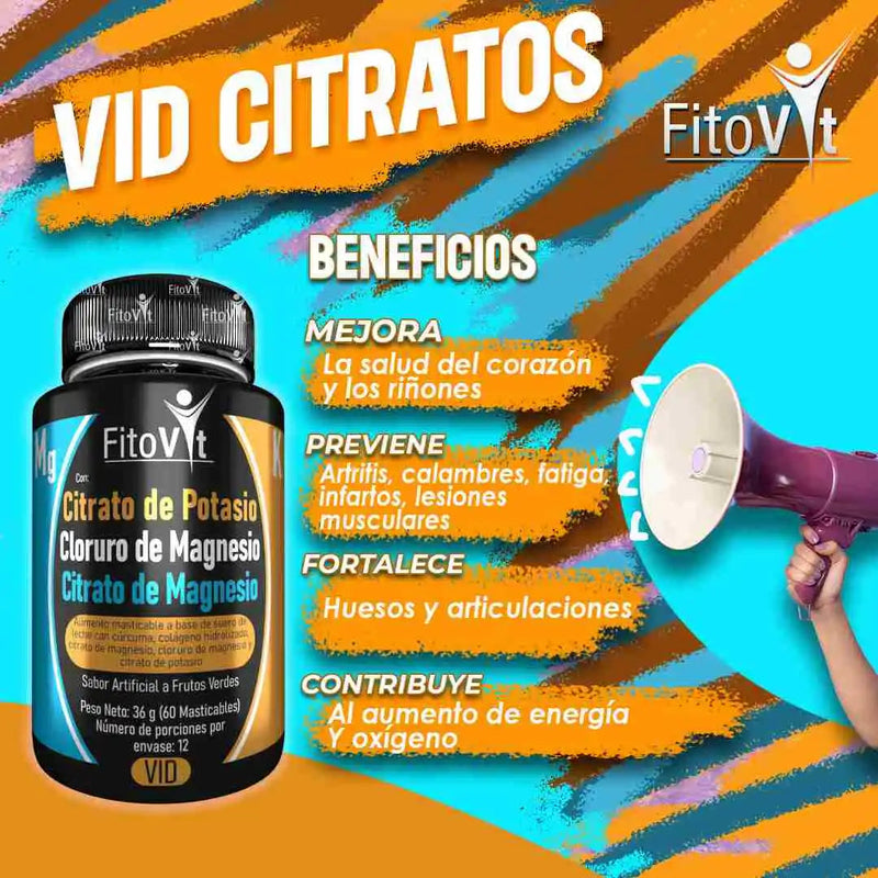 CITRATO MAGNESIO + CITRATO POTASIO 60 UND FITOVIT ¡ENVÍO GRATIS! ✨💎
