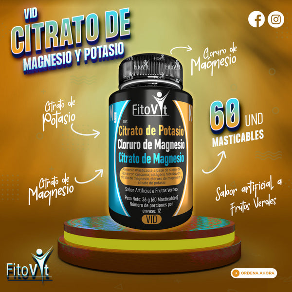 CITRATO MAGNESIO + CITRATO POTASIO 60 UND FITOVIT ¡ENVÍO GRATIS! ✨💎
