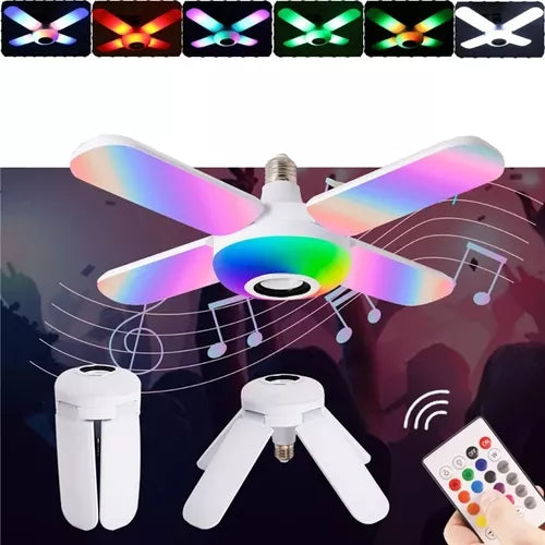Bombillo con Apas Parlante Luces RGB
