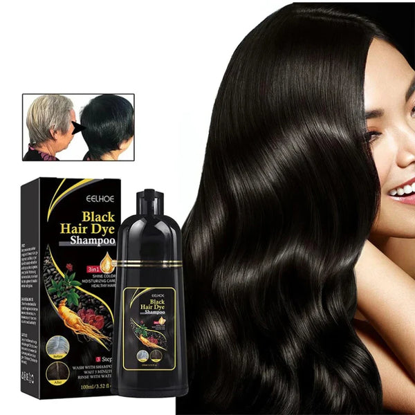 BLACK HAIR DYE SHAMPOO - ORIGINAL CUBRE CANAS 500 ML ¡ENVÍO GRATIS! 💎