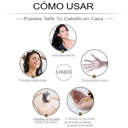 BLACK HAIR DYE SHAMPOO - ORIGINAL CUBRE CANAS 500 ML ¡ENVÍO GRATIS! 💎