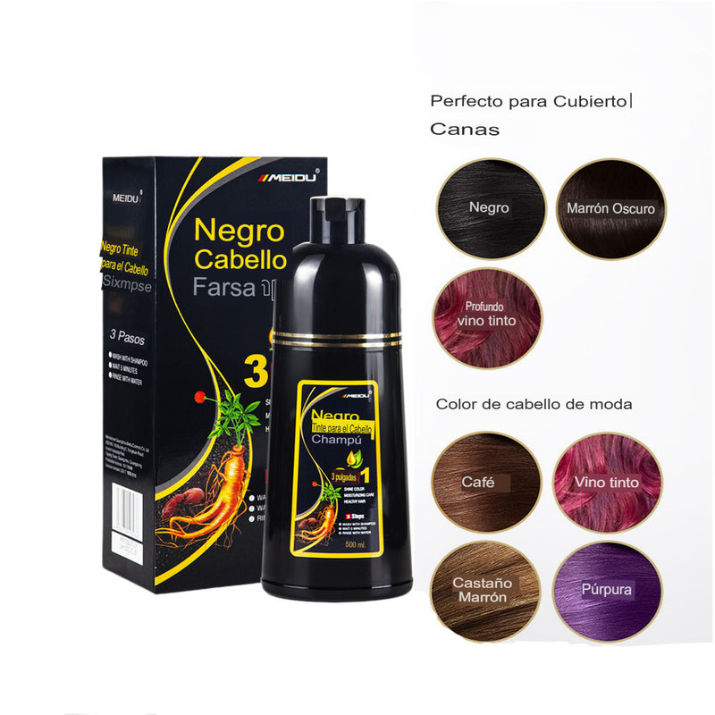 BLACK HAIR DYE SHAMPOO - ORIGINAL CUBRE CANAS 500 ML ¡ENVÍO GRATIS! 💎